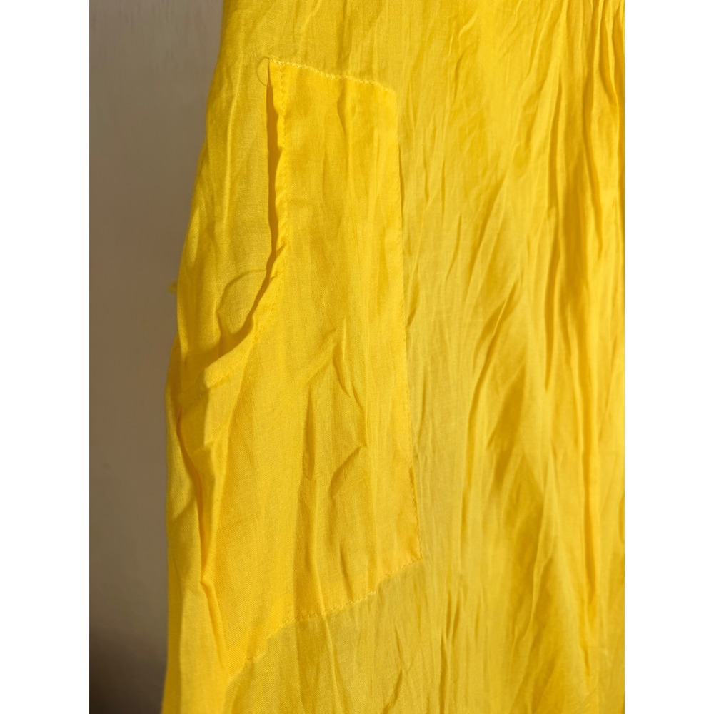 Unbranded Shirt Dress Women L Yellow Excellent Oversized Maxi Long Sleeve Boho - Picture 5 of 11